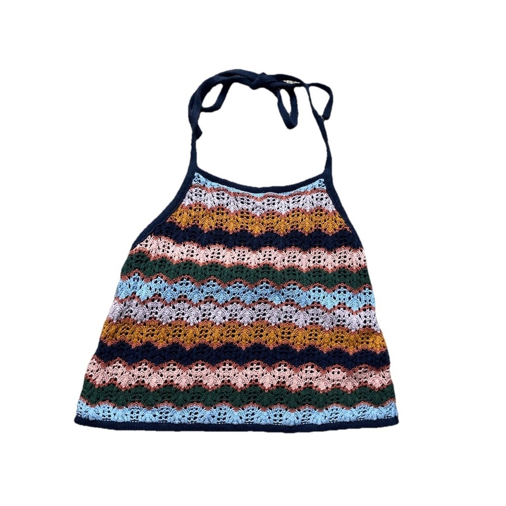 American Eagle Knit Crochet Halter Top Size Small Boho Festival